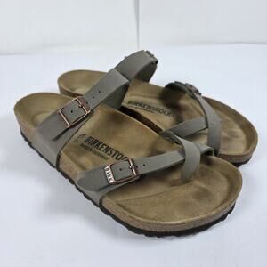 Birkenstock Mayari Stone Gray Birko-Flor Slide Sandals Sz 39 EU/ Wmns 8.5 US